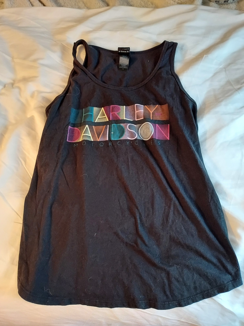 Harley-Davidson Black Tank Top with Rainbow Lettering